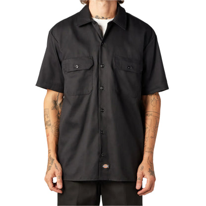 Men's Dickies FLEX Relaxed Fit Short Sleeve Work Shirt - Black