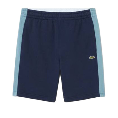 Men's Lacoste Cotton Fleece Colour Block Shorts - Navy Blue/Blue