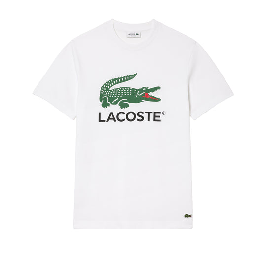 Men's Lacoste Signature Print Cotton T-Shirt  - White