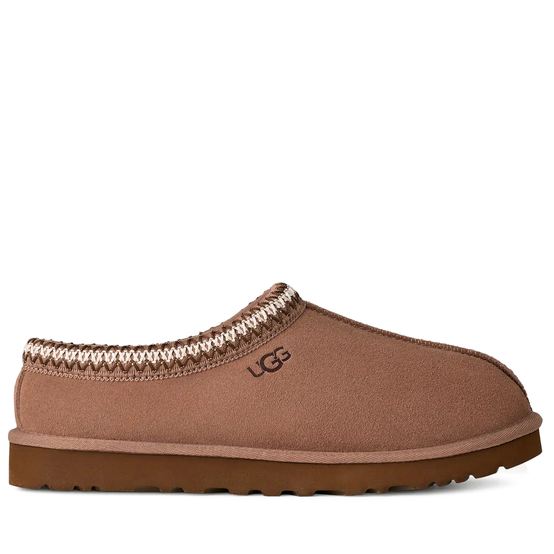 Men's Ugg Tasman II Rocky Oak - Brown slippers with a textured trim on a white background