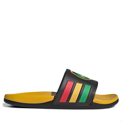 Men's Adidas Adilette Comfort 2.0 Jamaica - Core Black / Pure Ruby / Yellow Core Black Pure Ruby Yellow