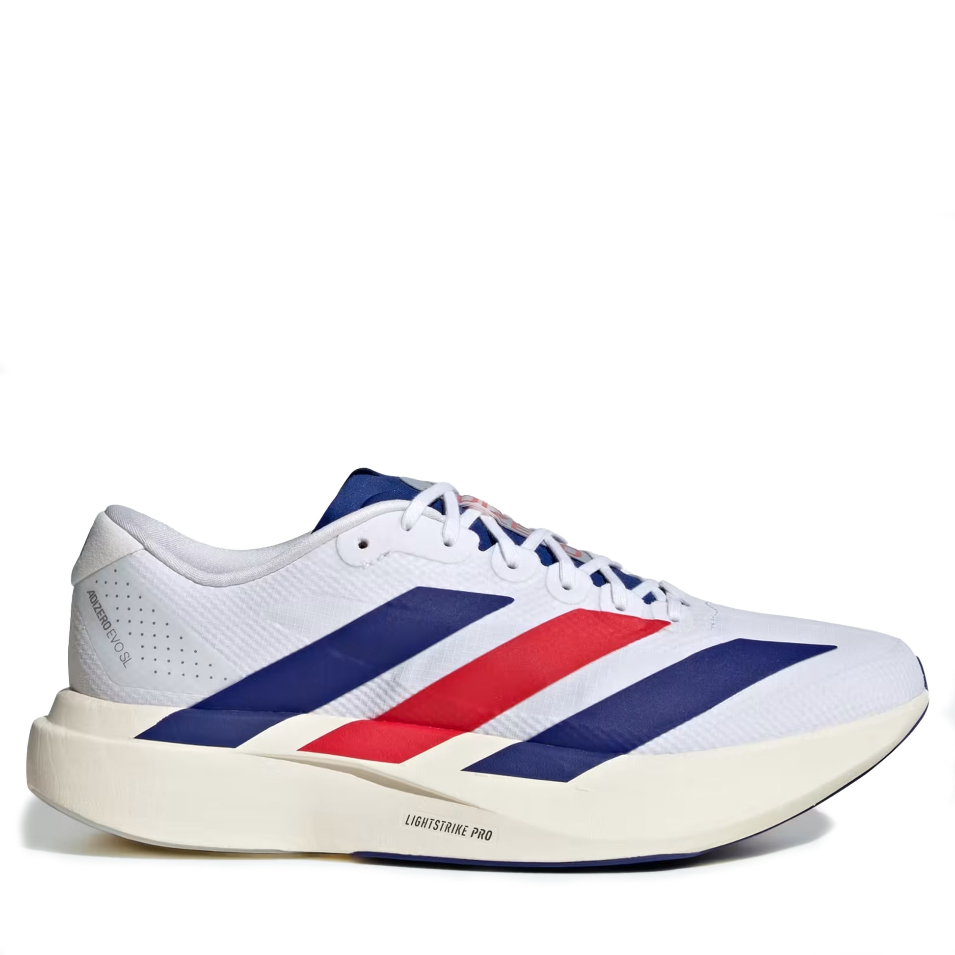 Men's Adidas Adizero Evo SL Woven - Cloud White/Mystery Ink/Pure Ruby Cloud White Mystery Ink Pure Ruby