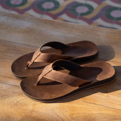 Men's Ojai Classic Leather And Suede Sandals - Dark Brown