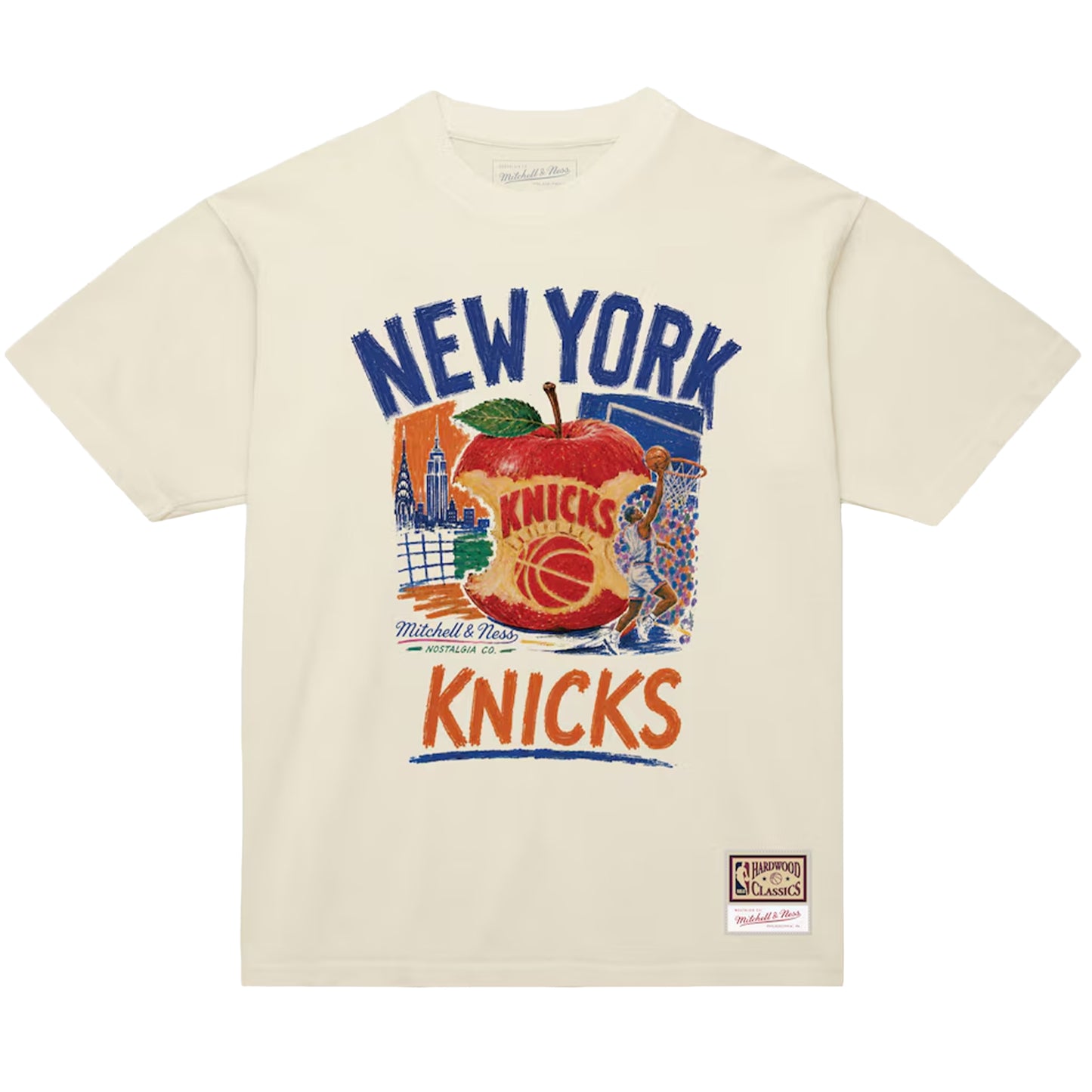 Mitchell & Ness New York Knicks Concrete Apple T-Shirt - Cream