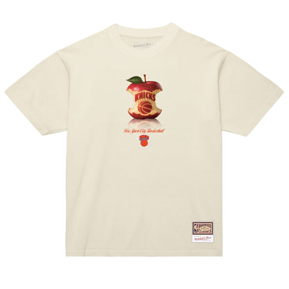 Mitchell & Ness New York Knicks Court Apple T-Shirt - Cream