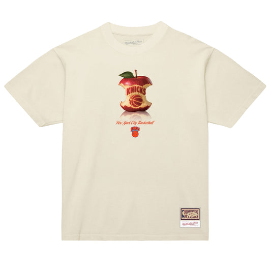 Mitchell & Ness New York Knicks Court Apple T-Shirt - Cream