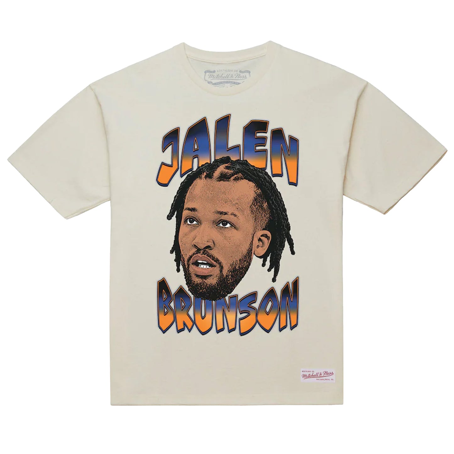 Mitchell & Ness New York Knicks Big Face Player Jalen Brunson T-Shirt - Cream