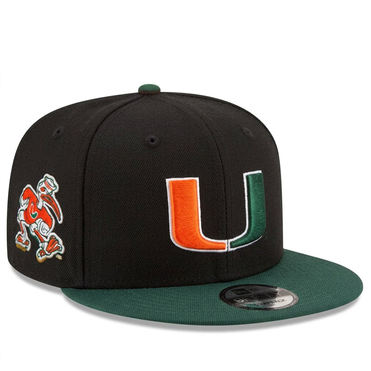 New Era 9FIFTY Miami Hurricanes Snapback Hat - Black/Dark Green