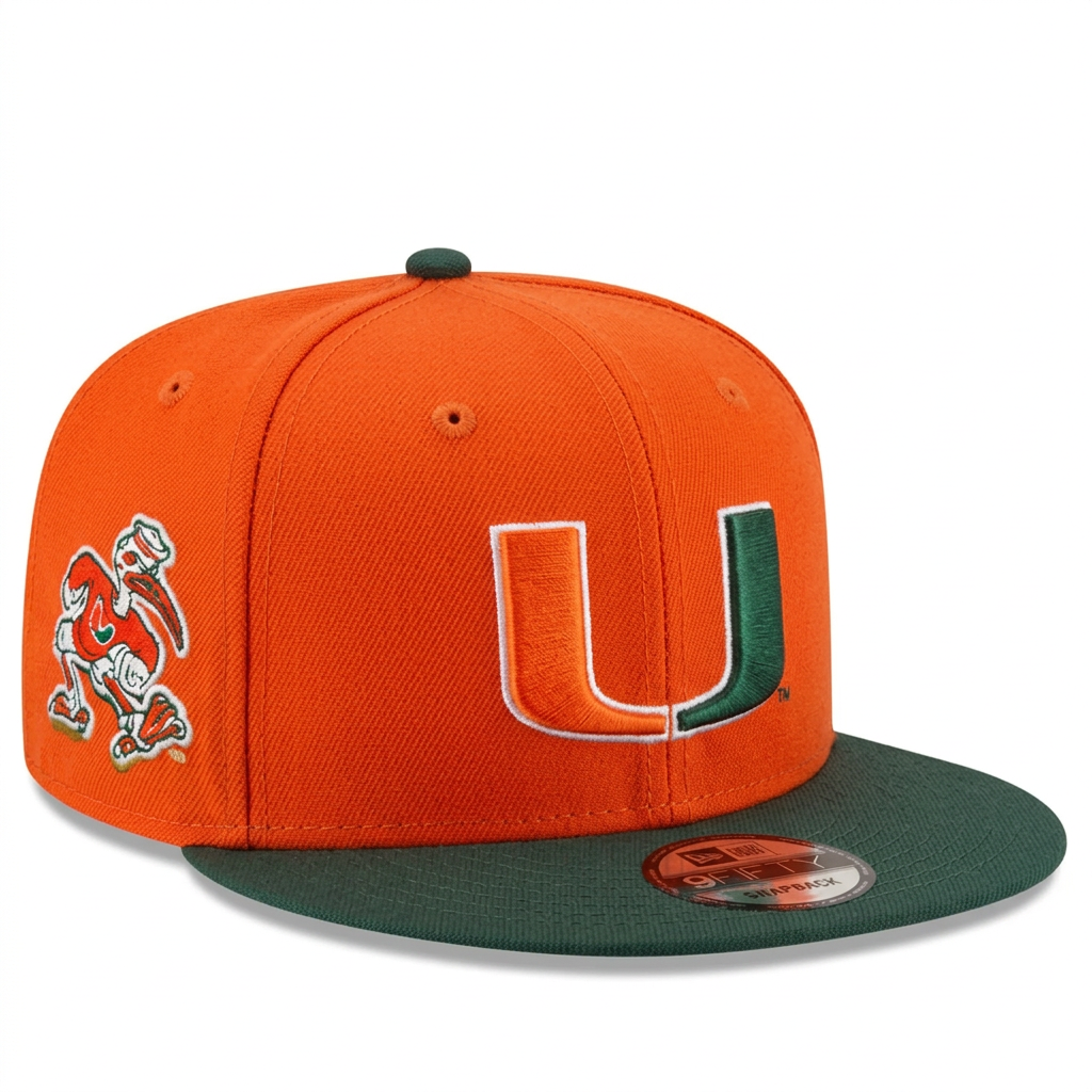 New Era 9FIFTY Miami Hurricanes Snapback Hat - Orange/ Dark Green