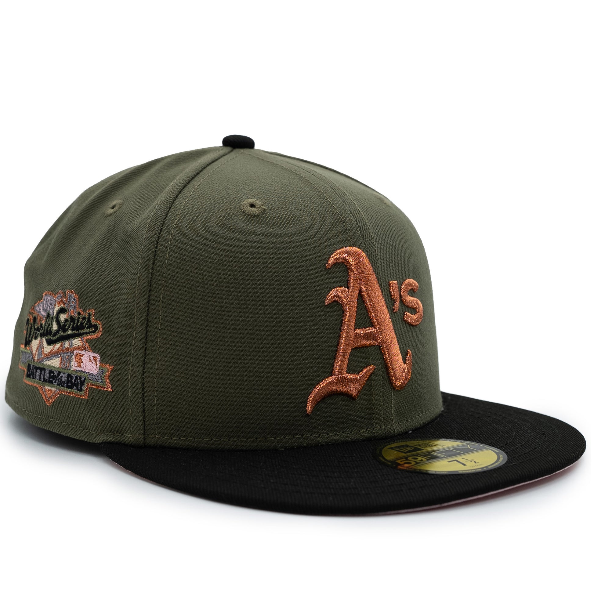 New Era Oakland Athletics 59FIFTY Fitted Hat Olive Pink