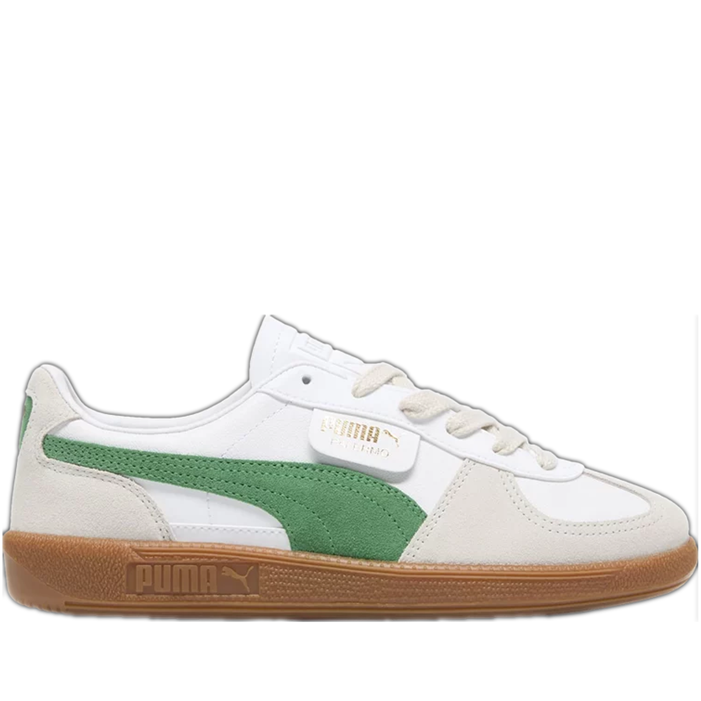 Men's Puma Palermo Leather Shoes - White/Vapor Grey/Archive Green