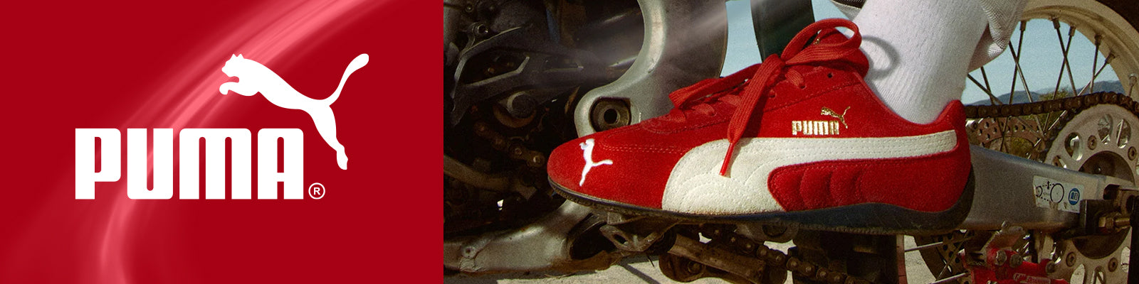 Red puma logo and red puma speedcat shoes 