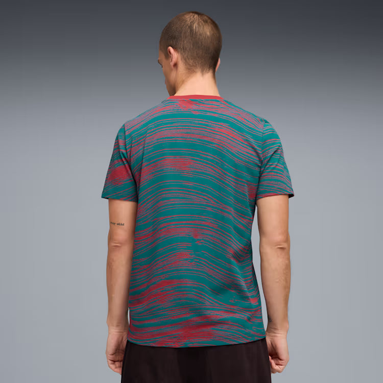 Puma Portugal FtblCulture Patterned Soccer Tee - Club Red / Green Lagoon