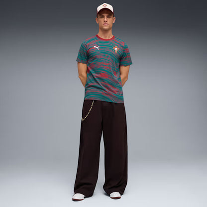 Puma Portugal FtblCulture Patterned Soccer Tee - Club Red / Green Lagoon
