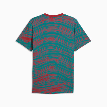 Puma Portugal FtblCulture Patterned Soccer Tee - Club Red / Green Lagoon