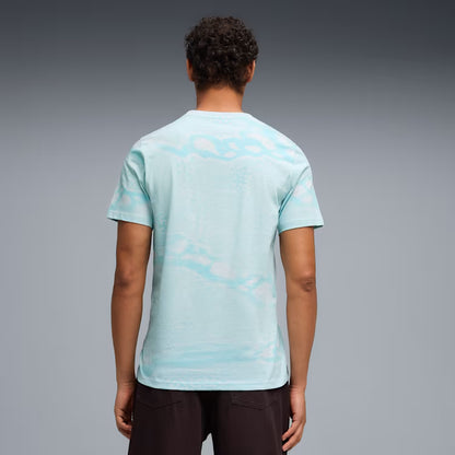 Puma Portugal FtblCulture Patterned Soccer Tee - Sea Glass/Club Red