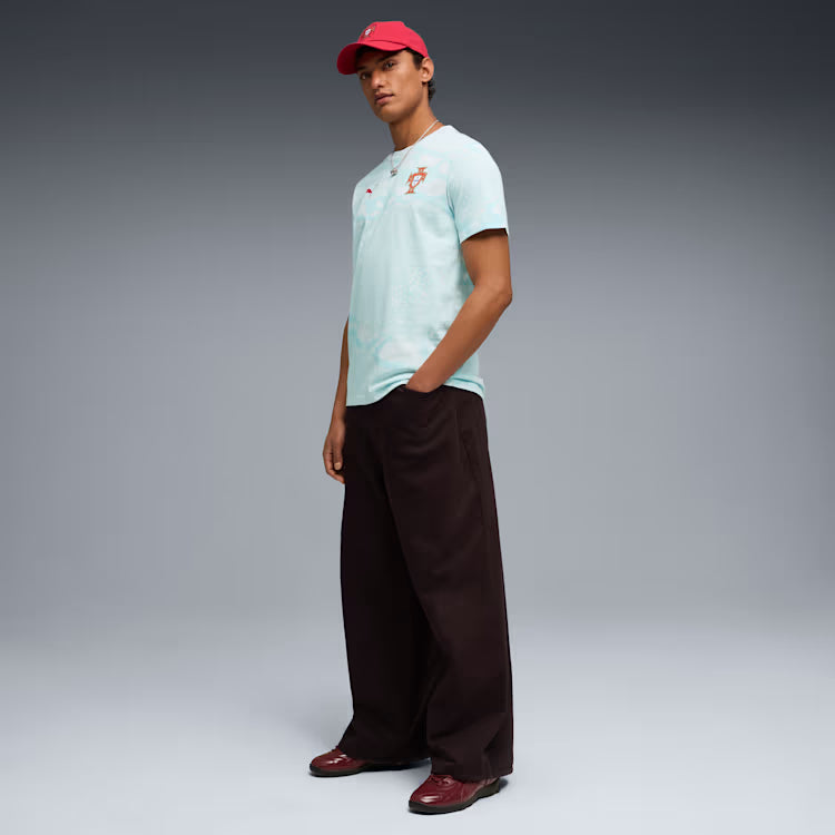 Puma Portugal FtblCulture Patterned Soccer Tee - Sea Glass/Club Red