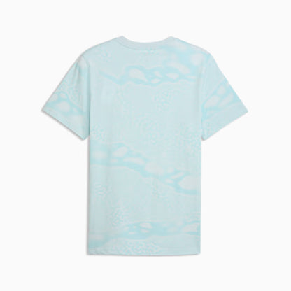 Puma Portugal FtblCulture Patterned Soccer Tee - Sea Glass/Club Red
