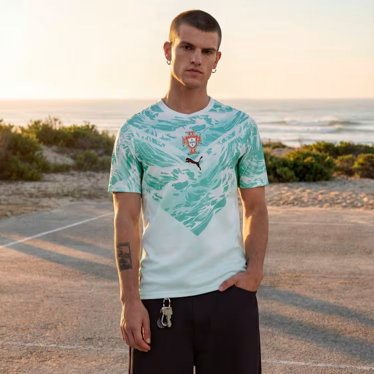 Puma Portugal Away Soccer Jersey - Puma White / Green Lagoon