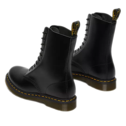 Women's Dr. Martens 1490 Smooth Leather Mid Calf Lace Up Boots - Black Smooth