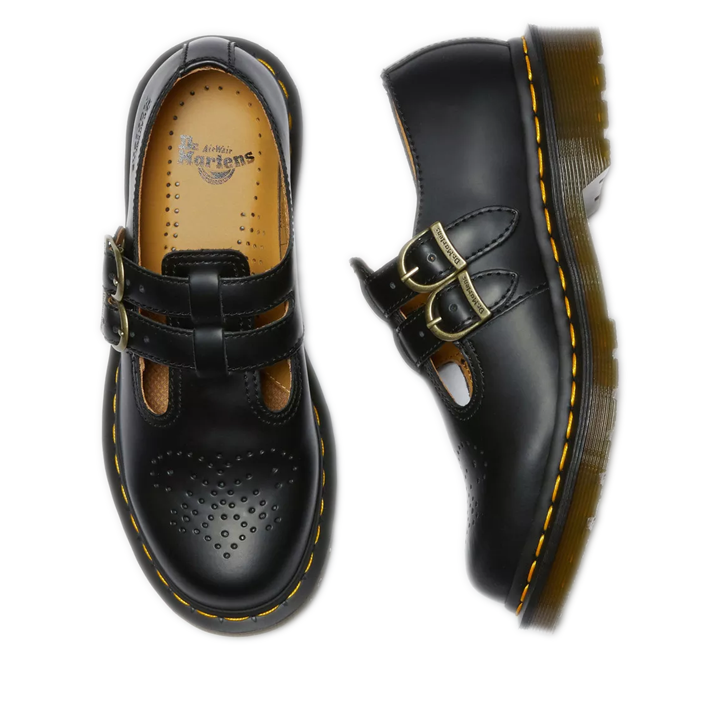 Women's Dr. Martens 8065 Smooth Leather Mary Jane Shoes - Black Smooth