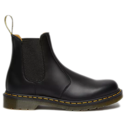 Dr. Martens 2976 Yellow Stitch Smooth Leather Chelsea Boots - Black Smooth