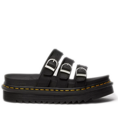 Women's Dr. Martens Blaire Leather Slide Sandals - Black Hydro