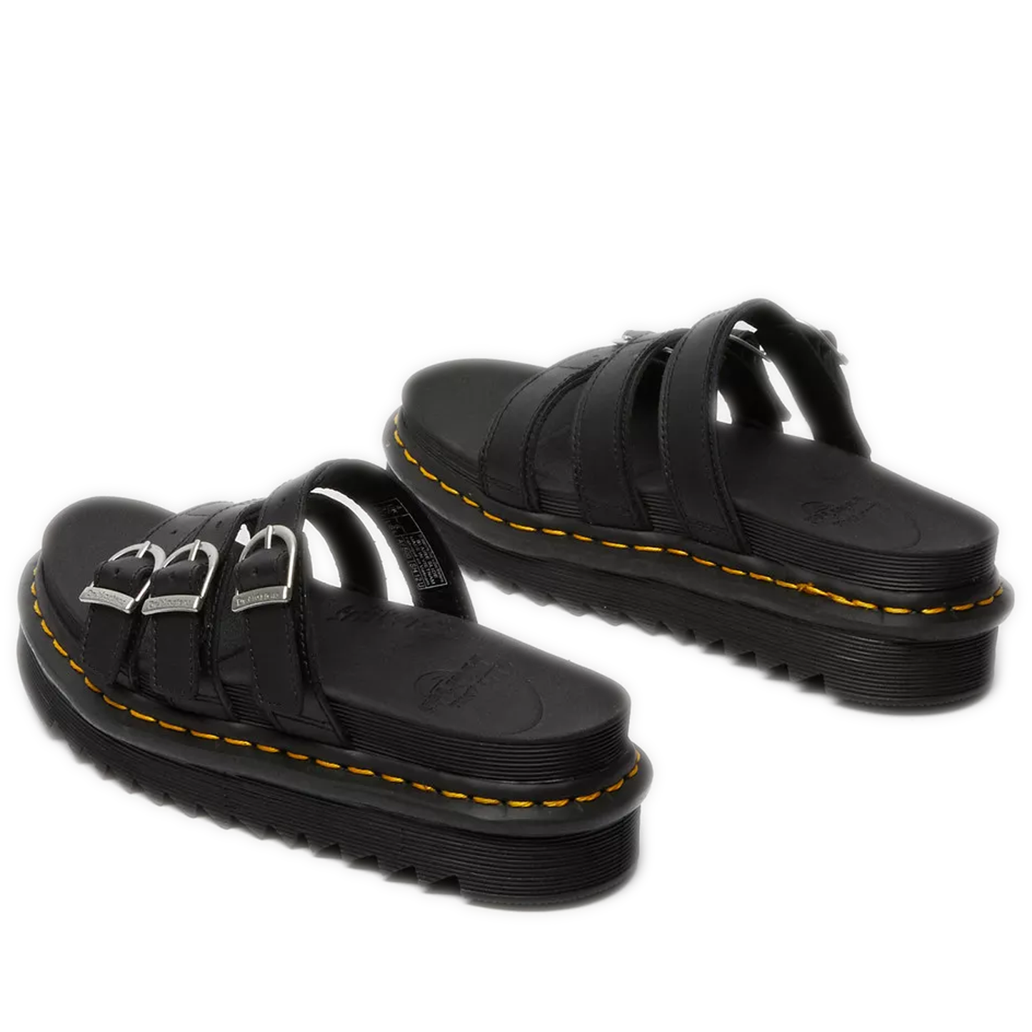 Women's Dr. Martens Blaire Leather Slide Sandals - Black Hydro