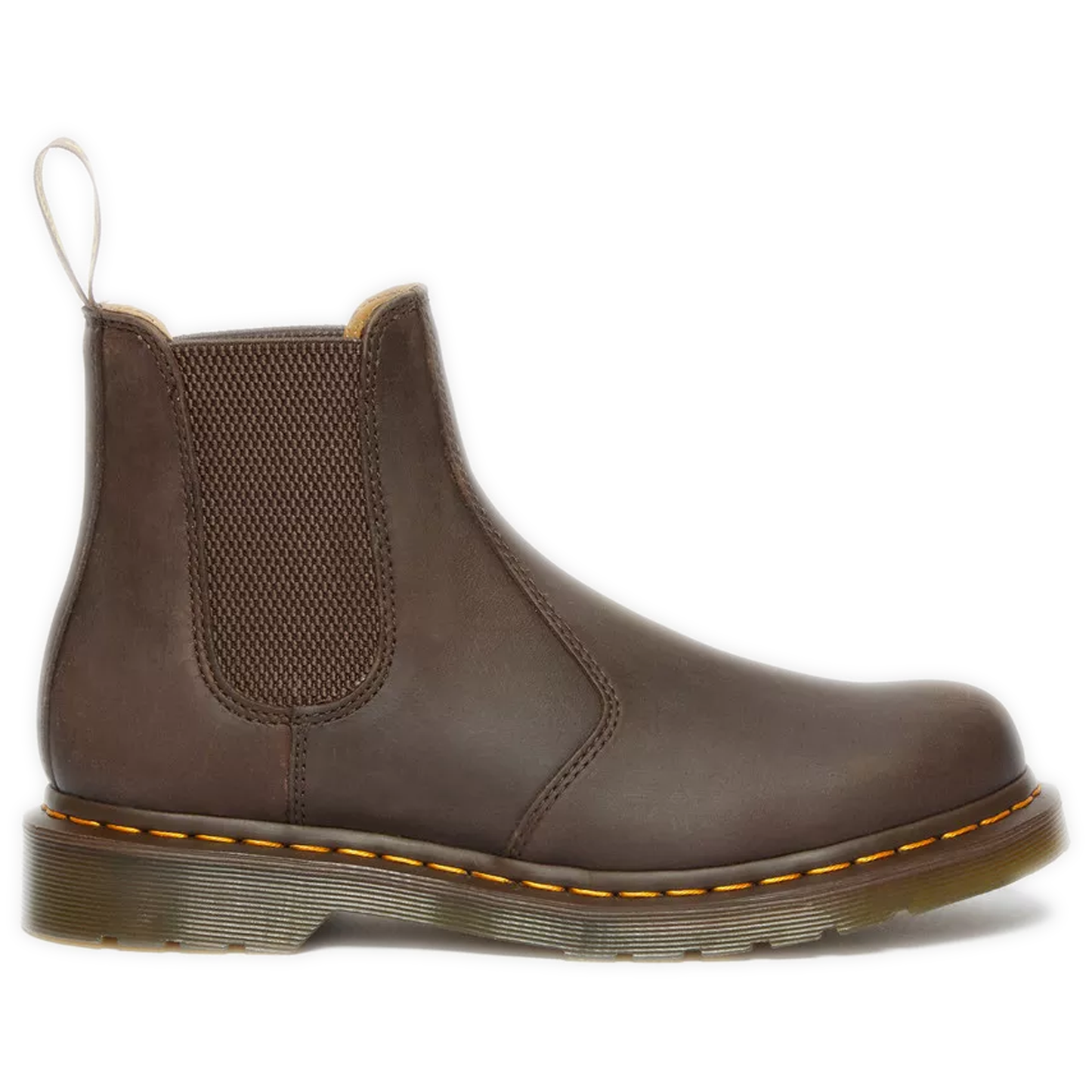 Women's Dr. Martens 2976 Yellow Stitch Crazy Horse Chelsea Boots - Dark Brown Crazy Horse