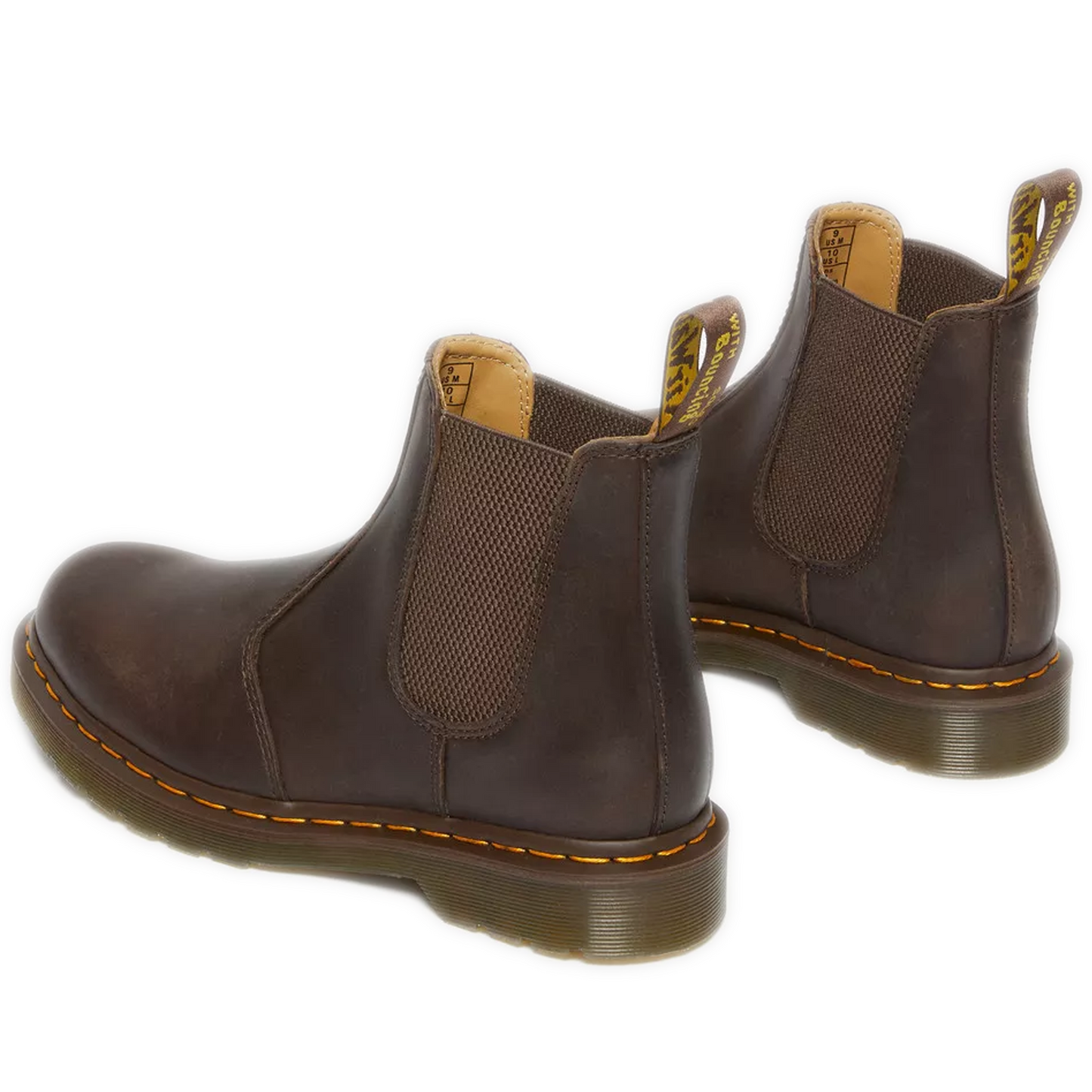 Women's Dr. Martens 2976 Yellow Stitch Crazy Horse Chelsea Boots - Dark Brown Crazy Horse