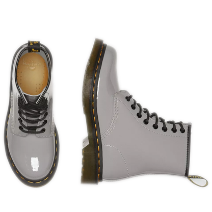 Women's Dr. Martens 1460 Patent Leather Lace Up Boots - Grey Lucido/ Patent Lamper