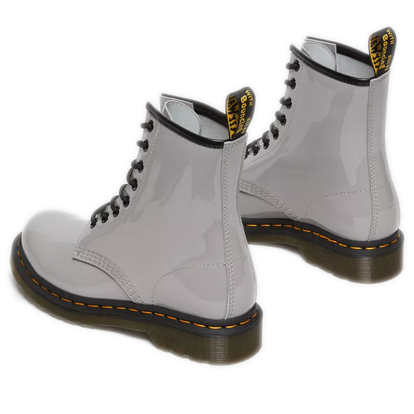 Women's Dr. Martens 1460 Patent Leather Lace Up Boots - Grey Lucido/ Patent Lamper