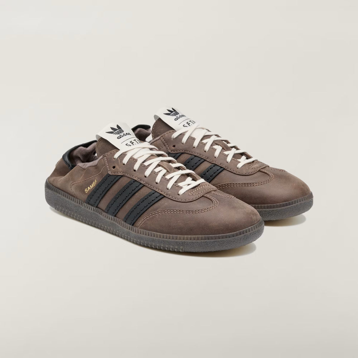Men's Adidas Samba OG SFTM - Brown/Core Black / Gold Metallic