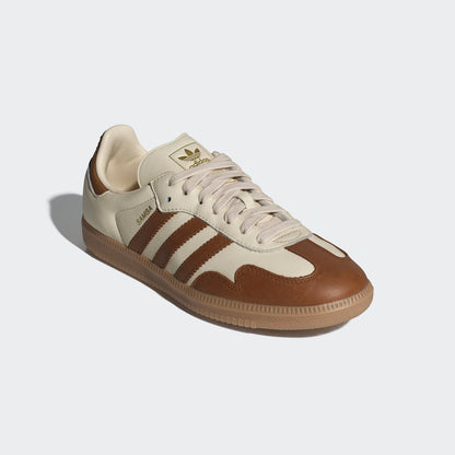 Women's Adidas Samba OG - Wonder White / Dusky Bronze / Gold Metallic
