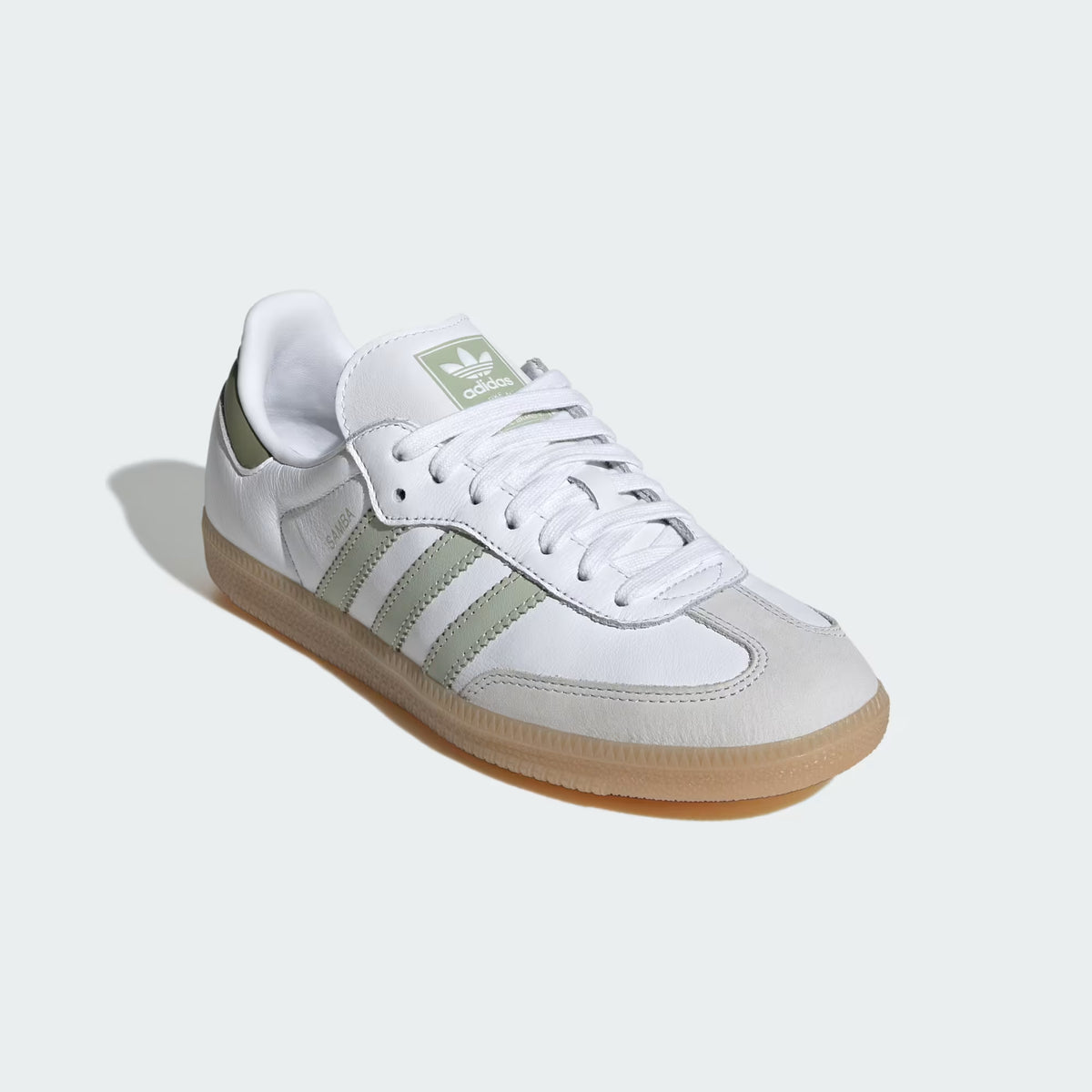 Women's Adidas Samba OG - Cloud White / Halo Green / Tent Green