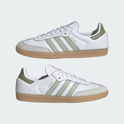 Women's Adidas Samba OG - Cloud White / Halo Green / Tent Green