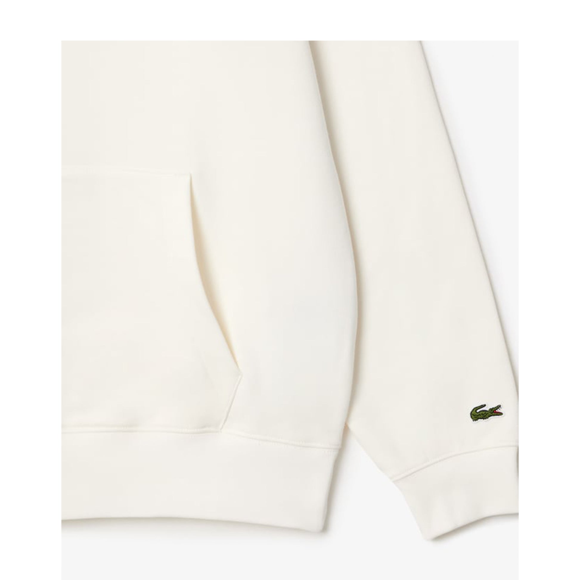 Men's Lacoste Print Hoodie - White - Sleeve Detail