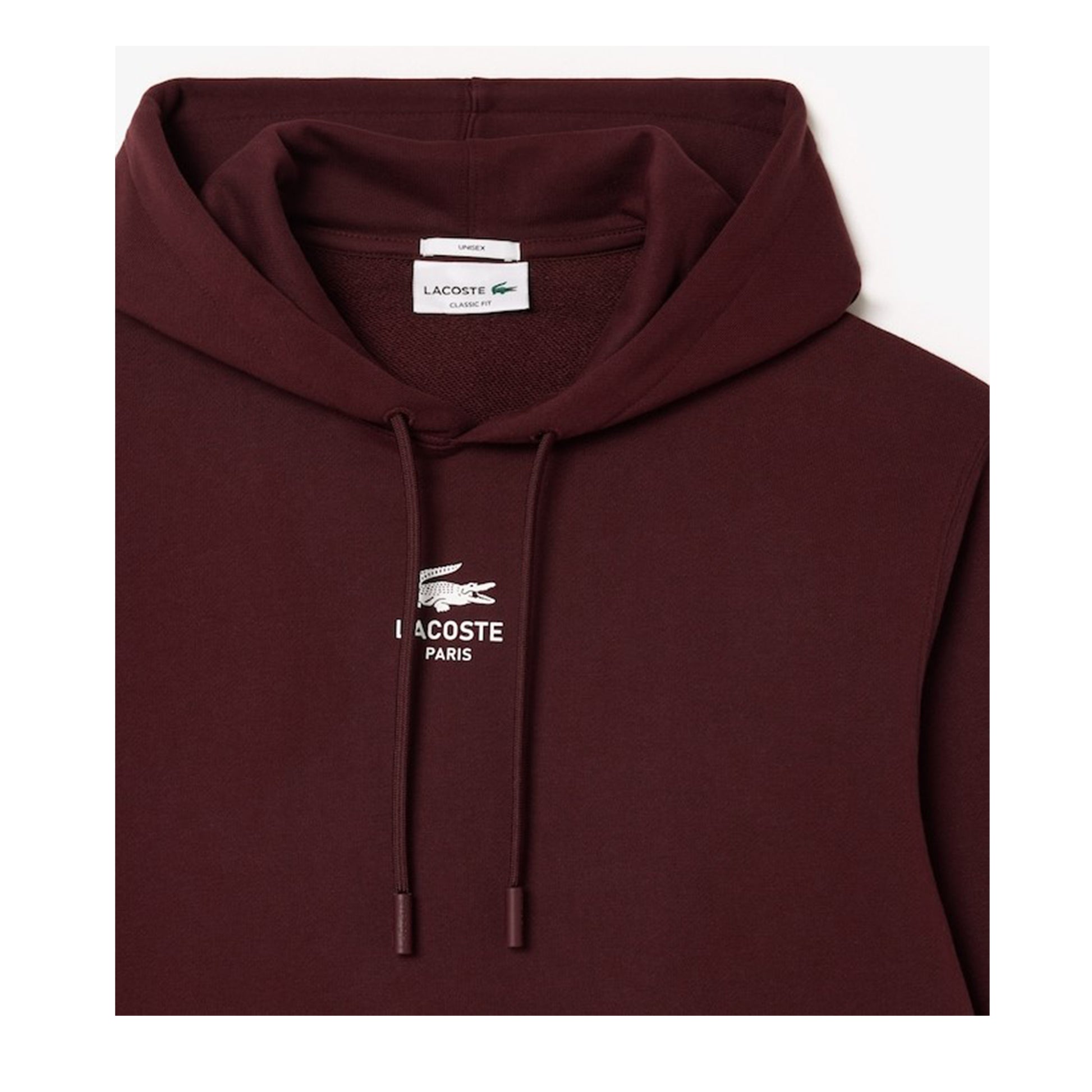 Men's Lacoste Print Hoodie - Bordeaux Dark - Front Detail