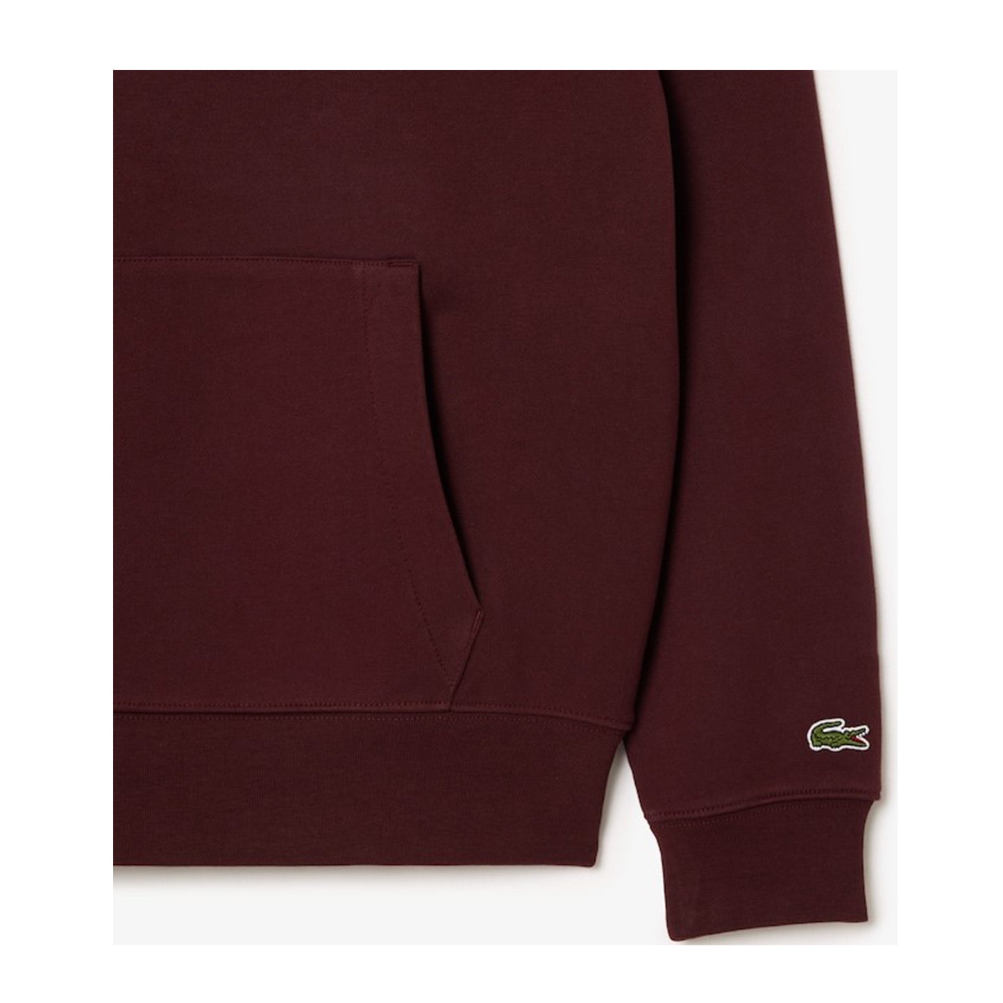 Men's Lacoste Print Hoodie - Bordeaux Dark Sleeve Detail