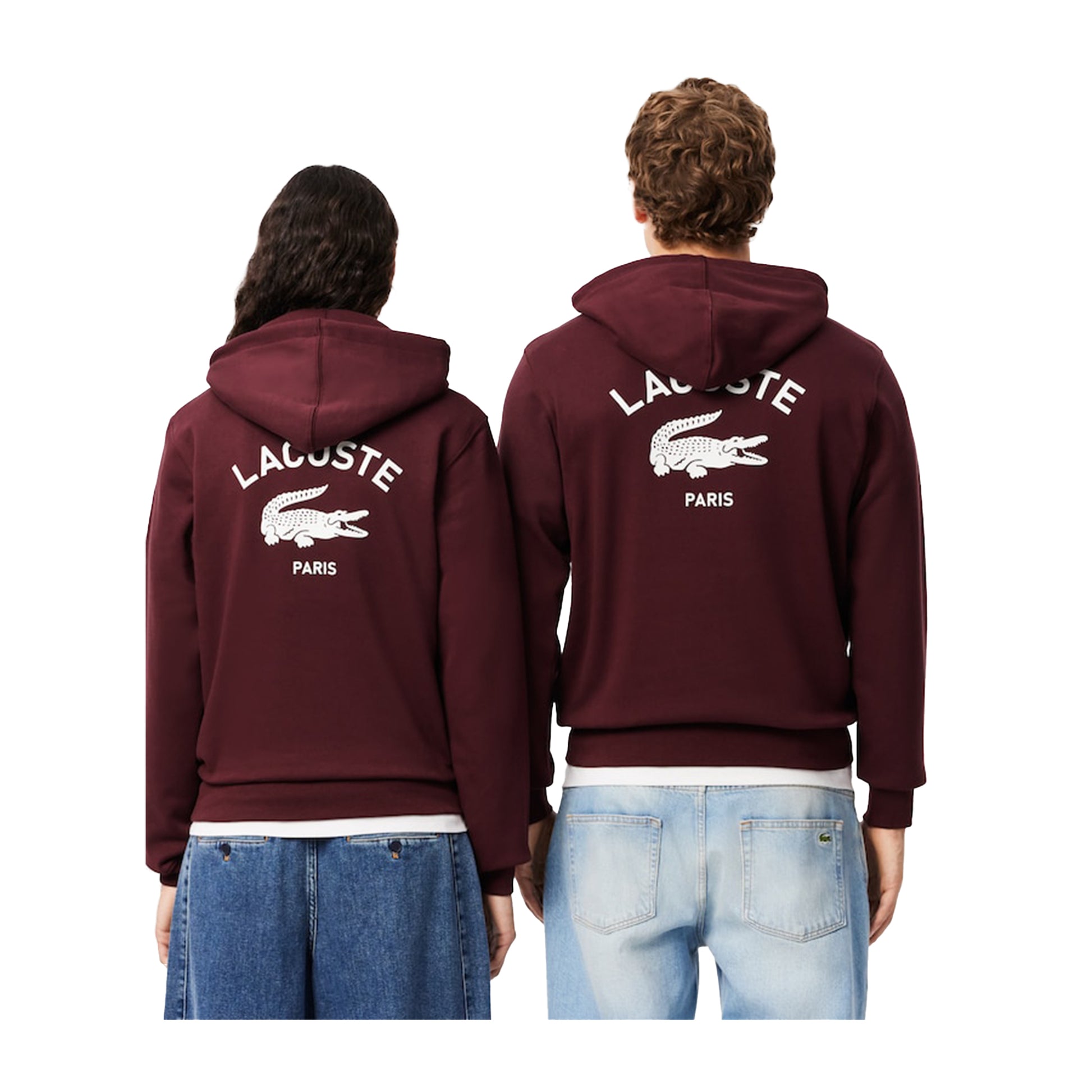 Men's Lacoste Print Hoodie - Bordeaux Dark - Model 2