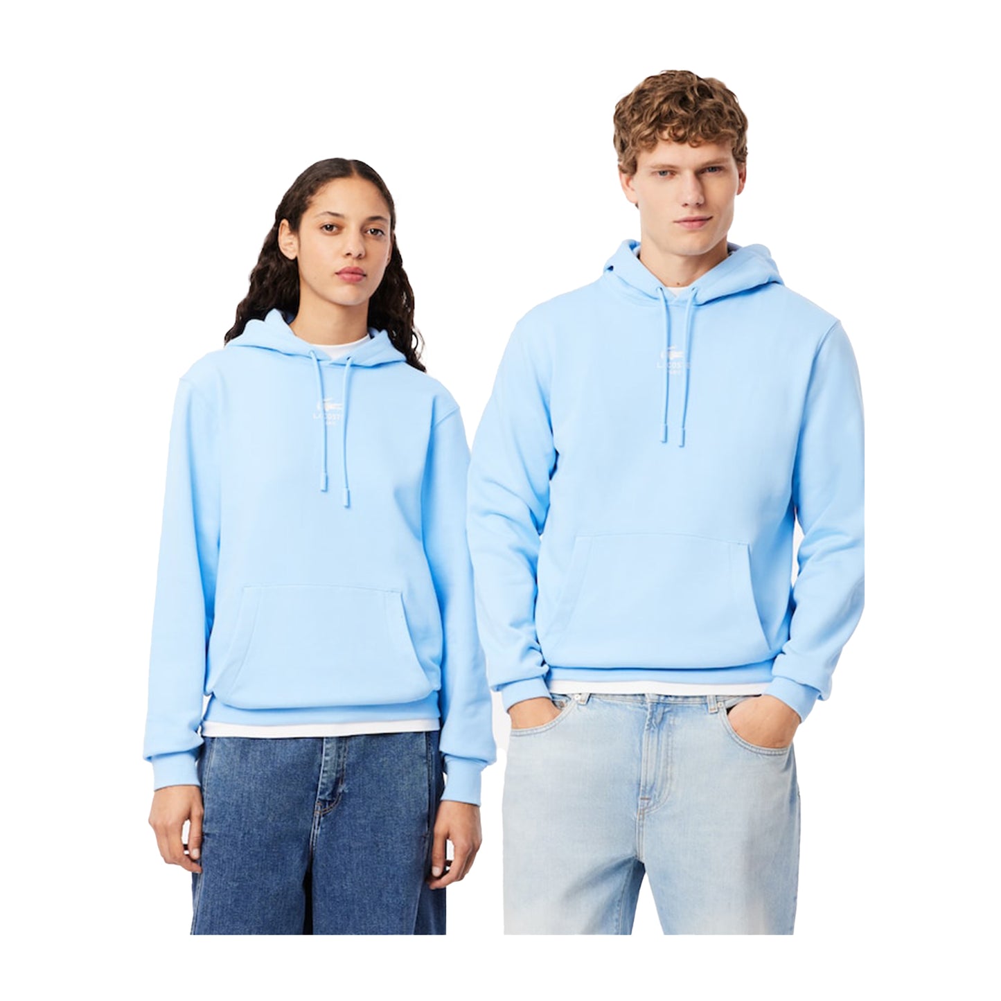 Men's Lacoste Print Hoodie - Pastel Blue - Model 1