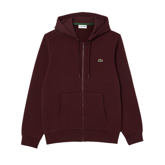 Men's Lacoste Zip-Up Fleece Hoodie - Bordeaux Dark