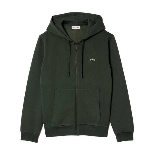 Men's Lacoste Zip-Up Fleece Hoodie - Khaki Green