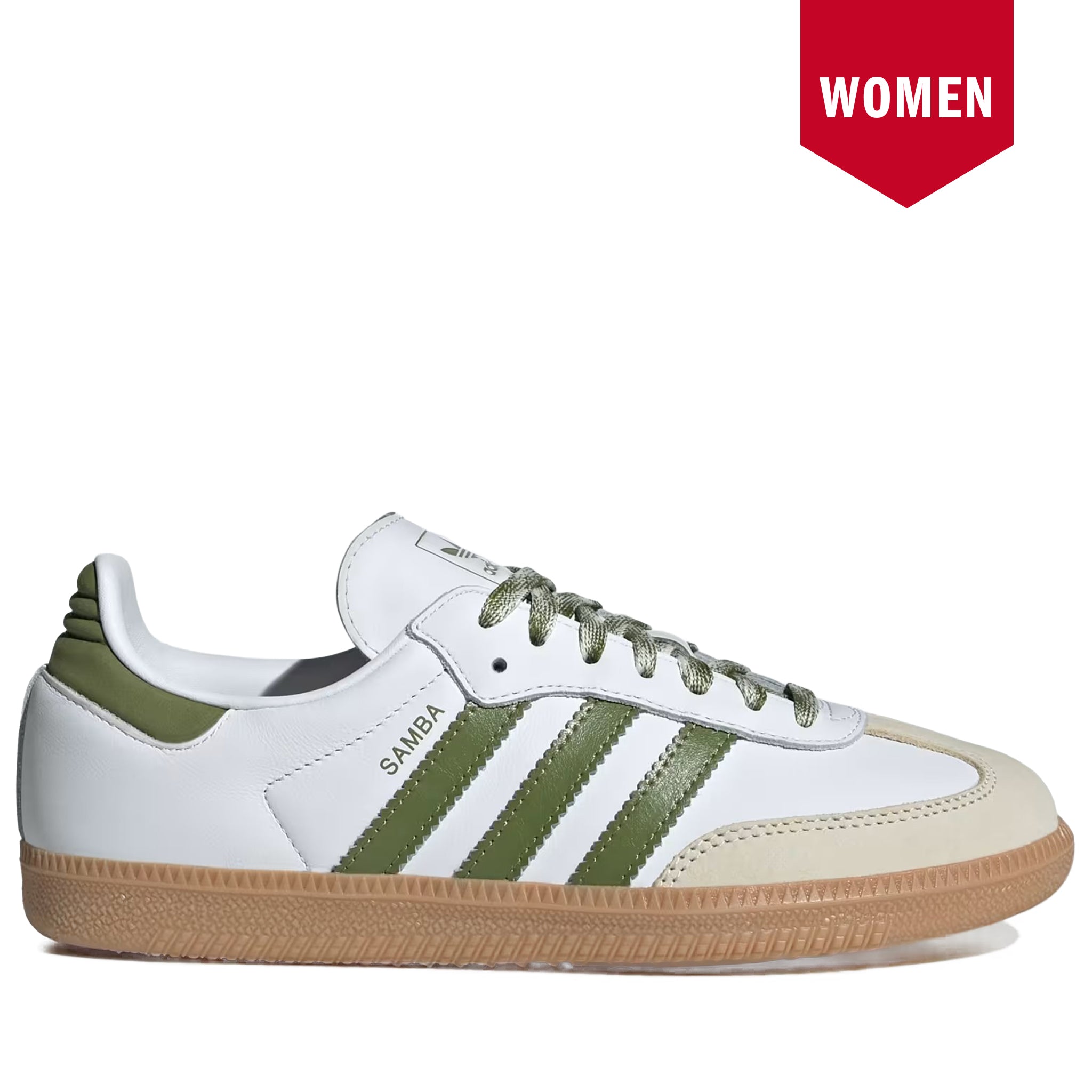 Women's Adidas Samba OG - Cloud White/Tech Olive – Cool J's Miami