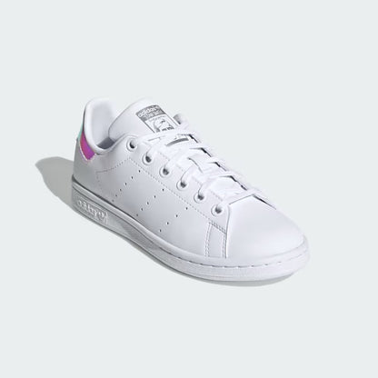 Grade School's Adidas Stan Smith Shoes - Cloud White/Cloud White/Silver Metallic