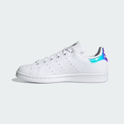 Grade School's Adidas Stan Smith Shoes - Cloud White/Cloud White/Silver Metallic