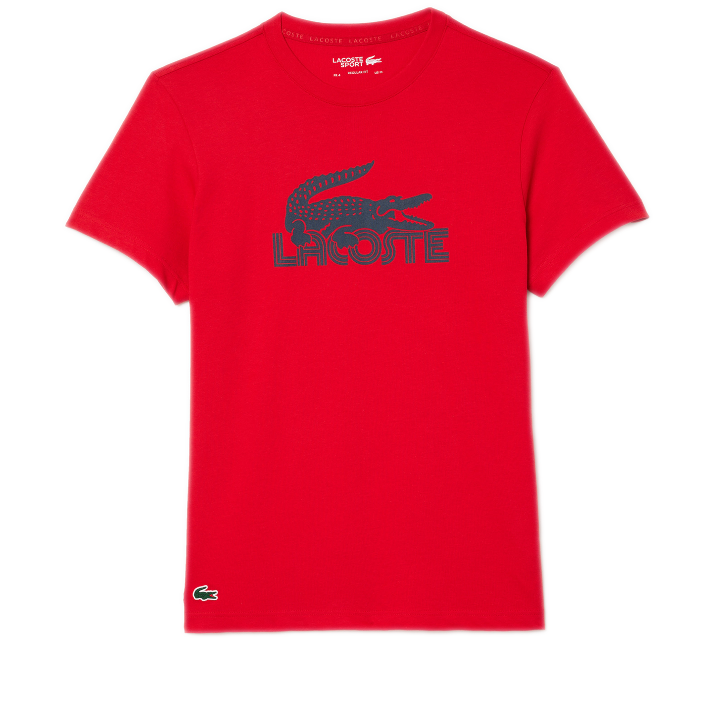 Men's Lacoste Ultra Dry Cotton Sport T-Shirt - Red/Navy Blue