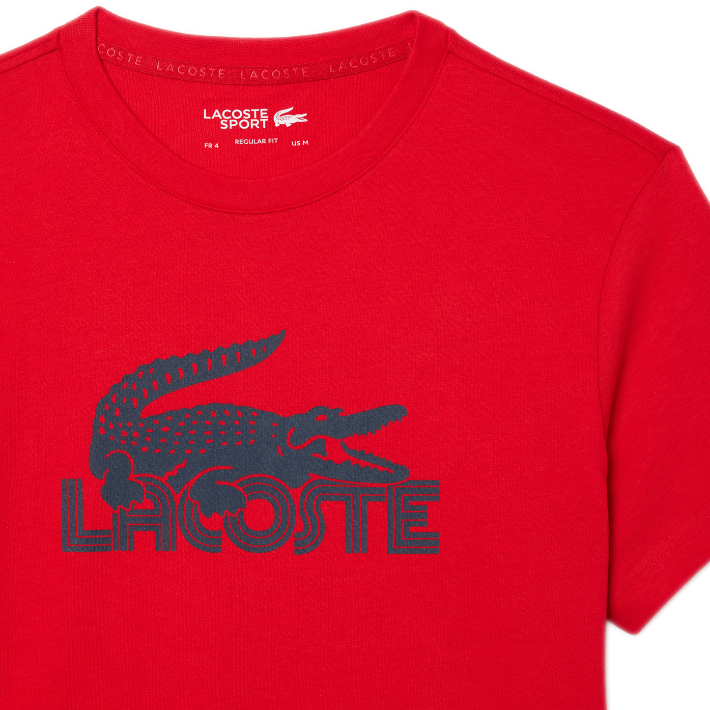 Men's Lacoste Ultra Dry Cotton Sport T-Shirt - Red/Navy Blue