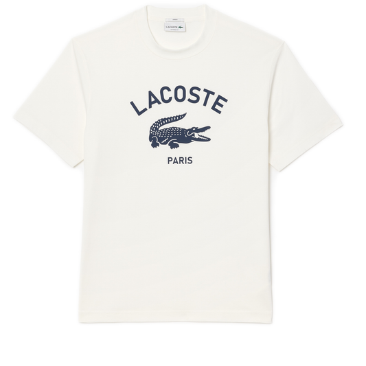 Men's Lacoste Signature Print Cotton T-Shirt - White