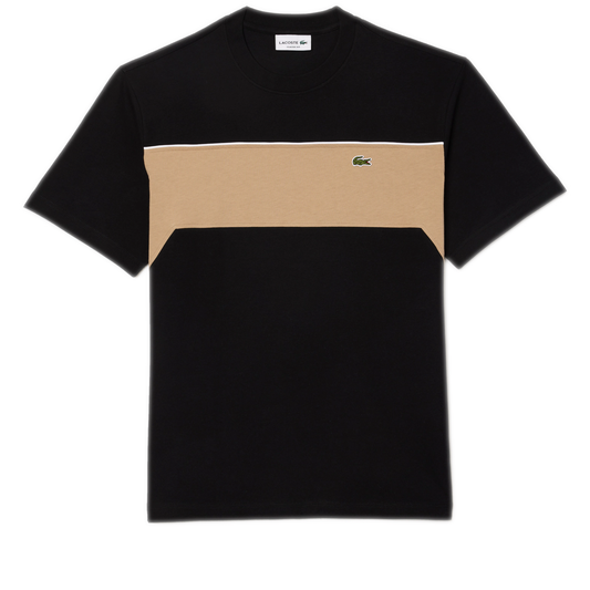 Men's Lacoste Cotton Colorblock T-Shirt - Black/Beige